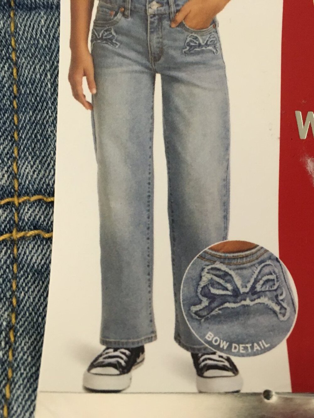 NEW NWT Levi's Girls Wide Leg Jeans Size 10 New With Tags Bow Detail